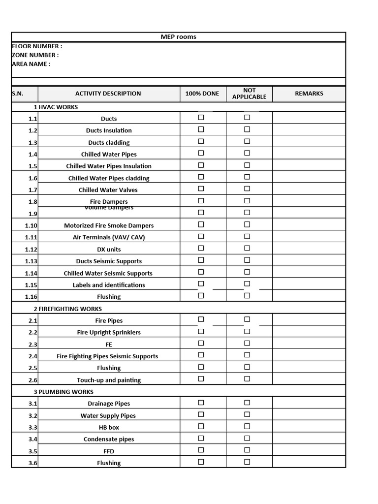 MEP Room Floor Plan Overview | PDF