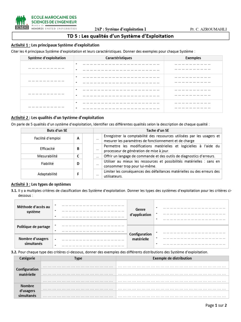 Fonctions et qualités des systèmes d'exploitation | PDF | Système d ...