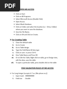 MS Access Practical Notes