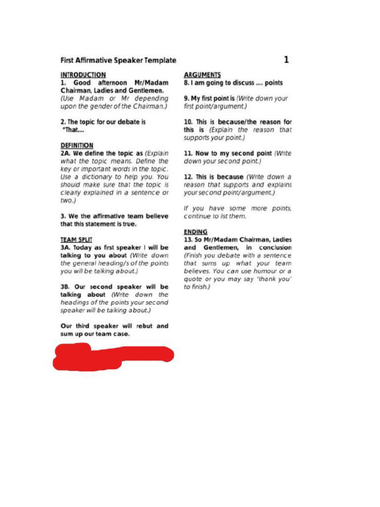 Debate Speech | PDF