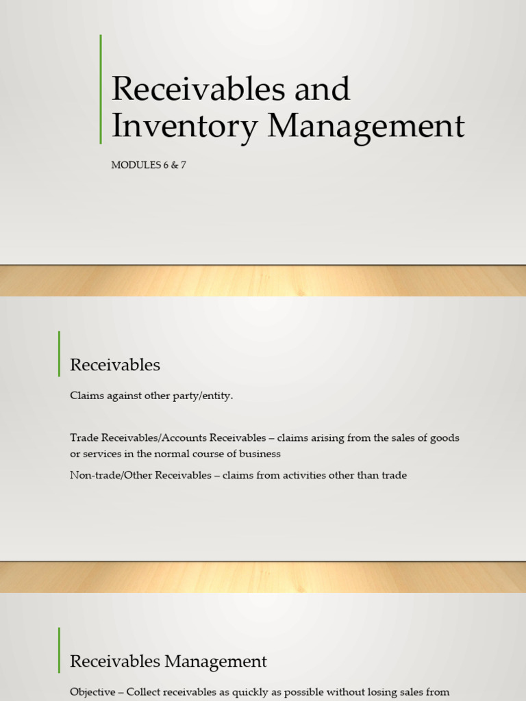Inventory and Receivables Management Guide | PDF | Business Economics ...