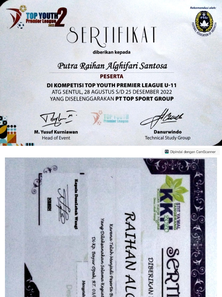 Sertikaf Football Raihan | PDF