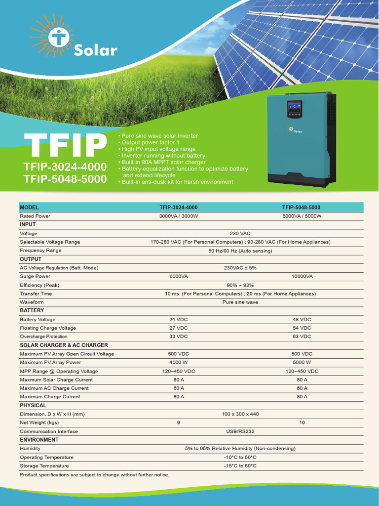 Tesla Solar Inverter Specifications | PDF | Battery Charger | Power ...