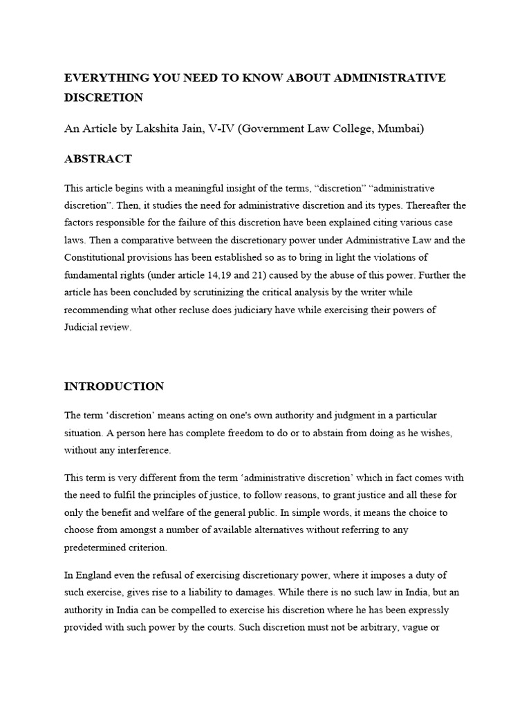 Understanding Administrative Discretion | PDF | Discretion | Public Law