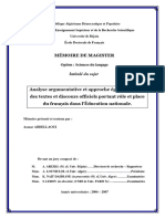 Analyse argumentative et approche épilinguistique des textes officiels portant rôle et place du français dans l'éducation nationale