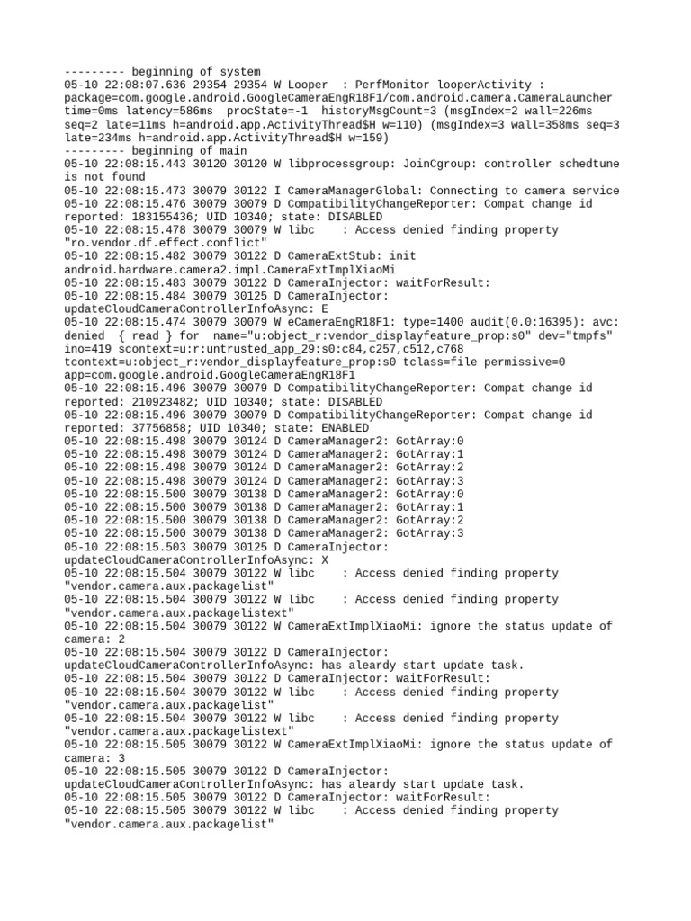 Camera Service Connection Logs | PDF | Computing | Software