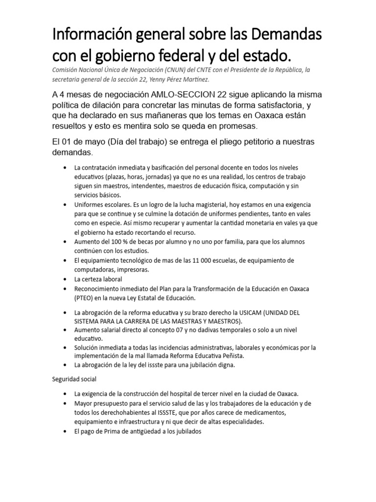 Información General Sobre Las Demandas Con El Gobierno Federal y Del ...