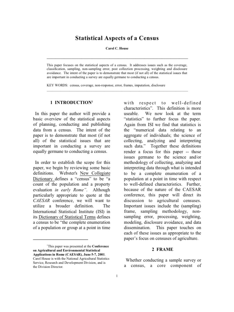 Statistical Issues in Agricultural Censuses | PDF | Census | Sampling ...