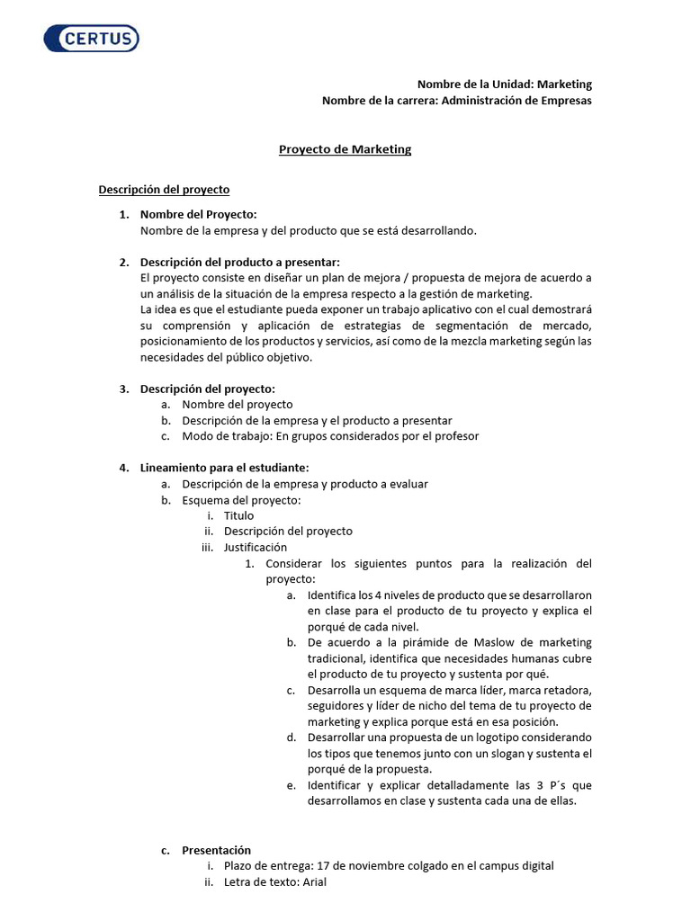Proyecto de Marketing Empresarial | PDF | Marketing | Producto (Negocio)