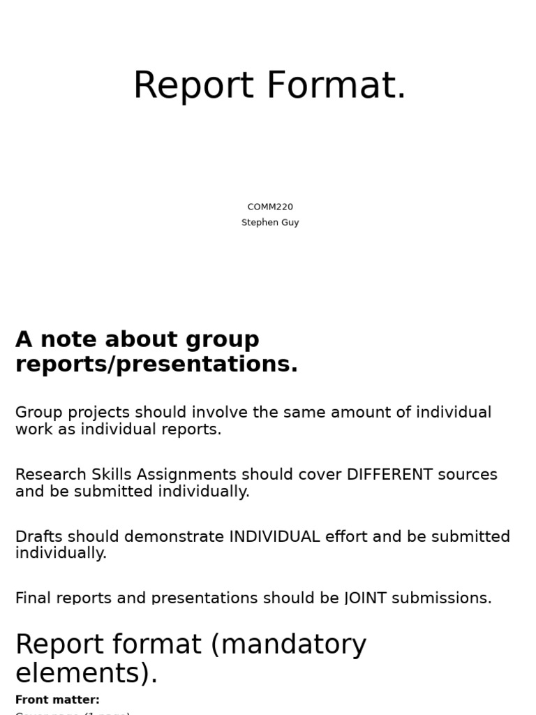 COMM220 Group Report Guidelines | PDF | Art