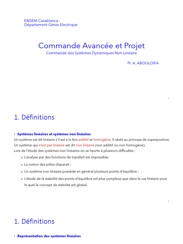 Systèmes Dynamiques Non Linéaires | PDF | Équations | Régulation