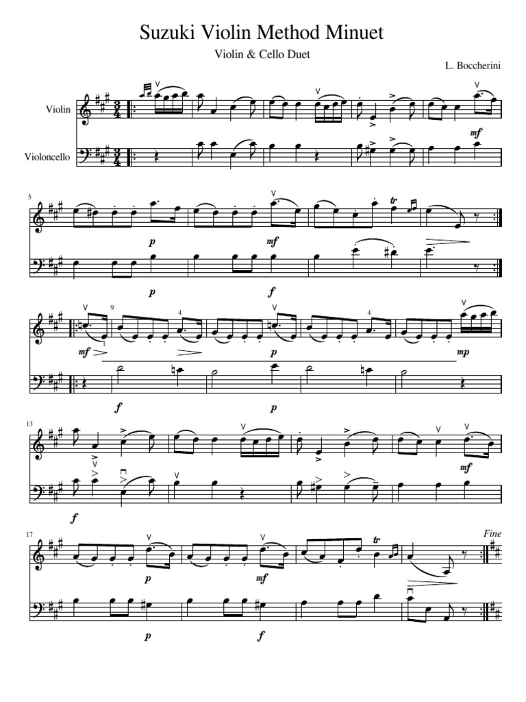 Suzuki Violin Method V.2-12. Minuet-Score - and - Parts | PDF | Luigi ...