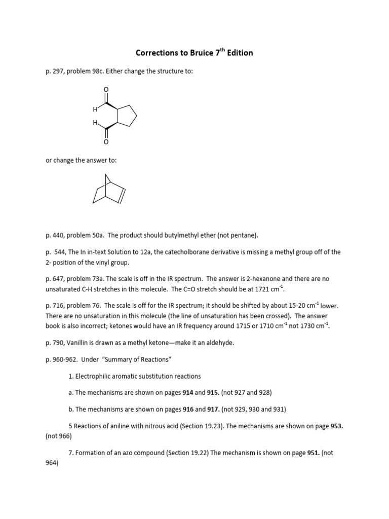 Corrections for Bruice Organic Chemistry 7th | PDF | Chemical Reactions ...