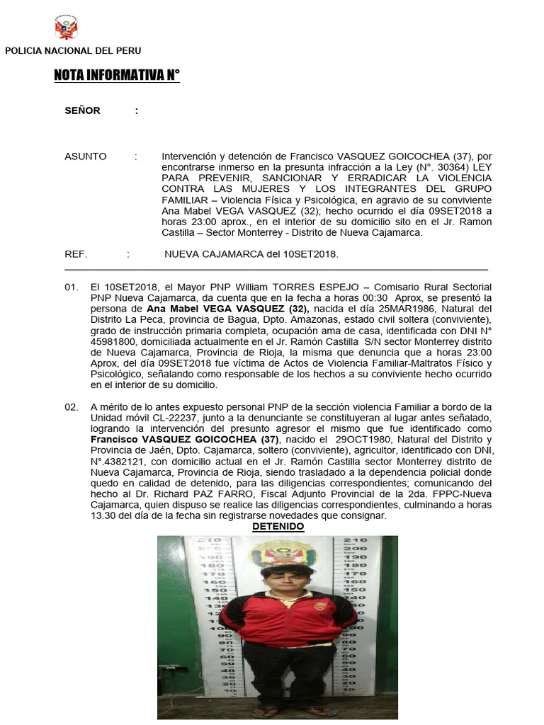 Nota Informativa POLICIAL | PDF | Violencia