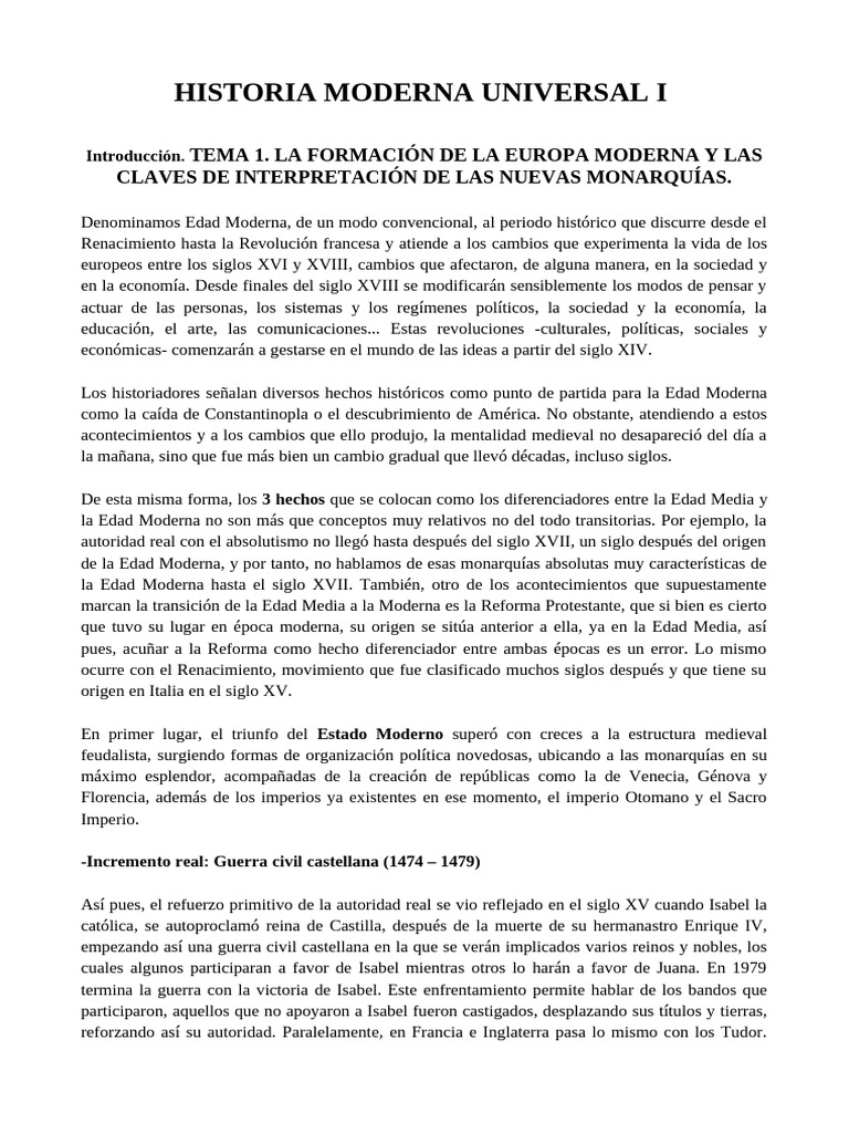 Apuntes Moderna Universal I | PDF | Período moderno temprano | Reino de ...
