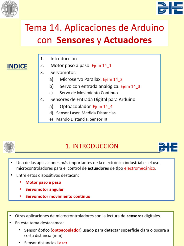 Tema 14. Arduino - Sensores y Actuadores | PDF | Ingenieria Eléctrica ...