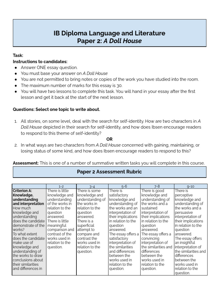 A_Doll_House_Summative PDF Essays Accuracy And Precision