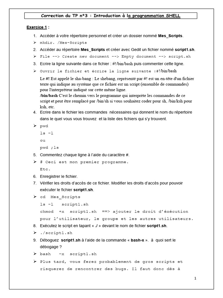 Correction TP Programmation Shell | PDF | Logiciel système ...