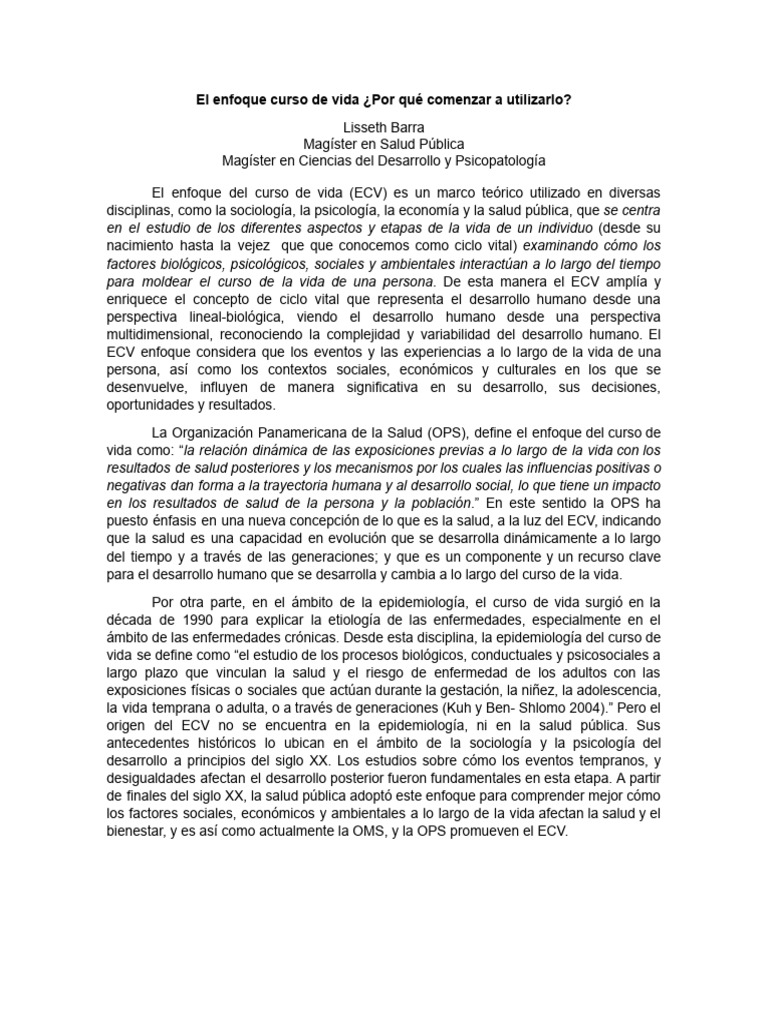 Enfoque de Curso de Vida en Salud | PDF | Sicología | Vida