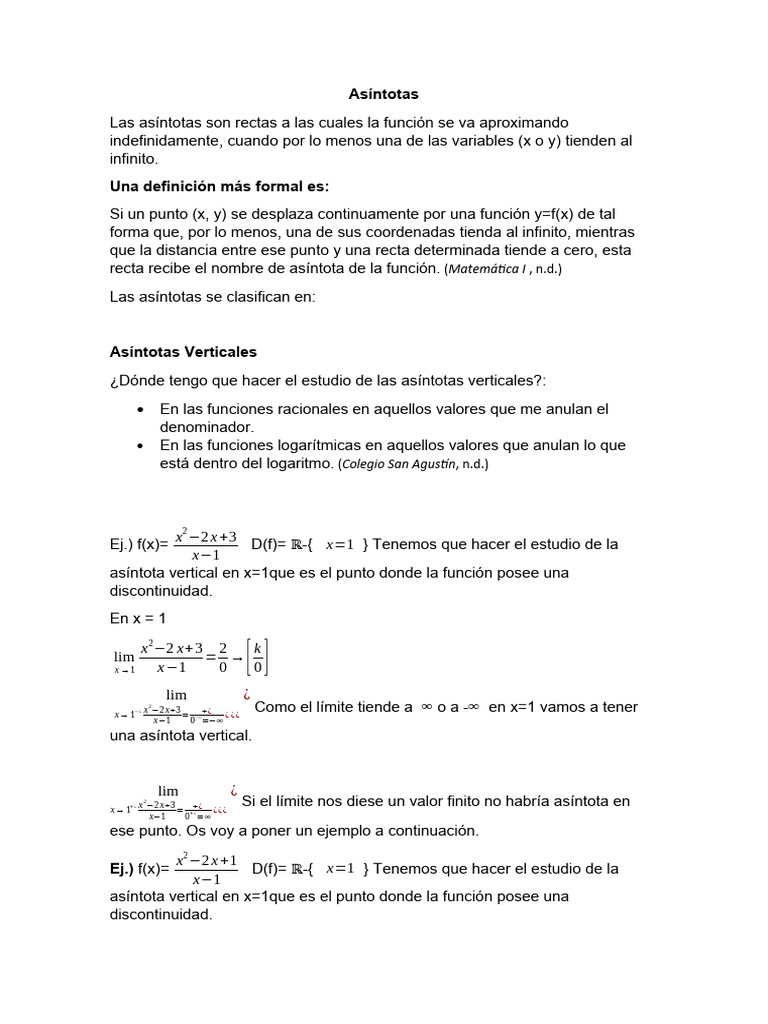 Estudio de Asíntotas en Funciones | PDF | Asíntota | Análisis matemático