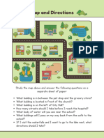 Green and White Illustrated Fun English Map and Directions Educational Worksheet
