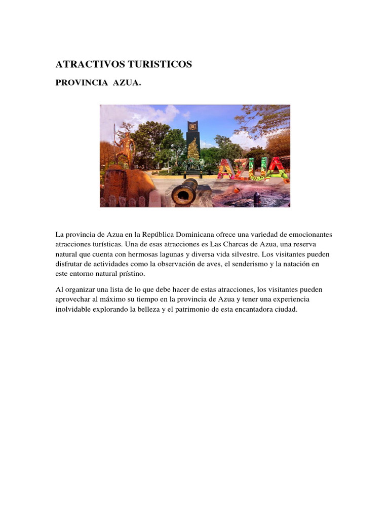 Atractivos de Azua: Naturaleza e Historia | PDF | Museo | Parques