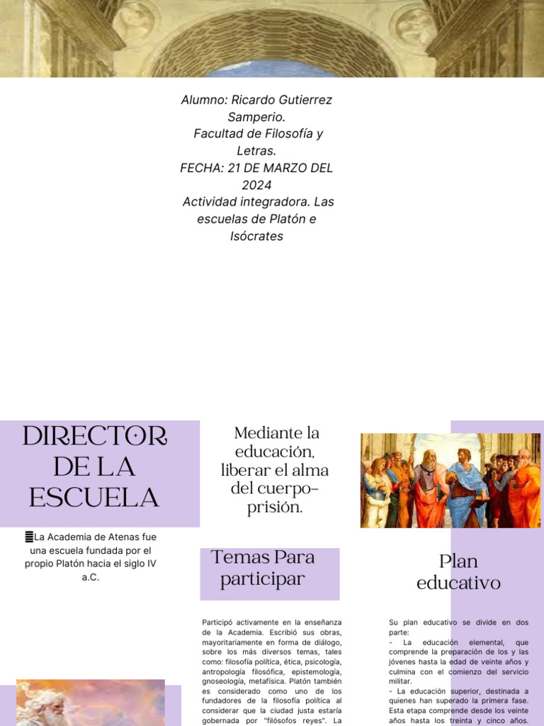 Escuelas de Platón e Isócrates | PDF | Platón | Educación en artes ...