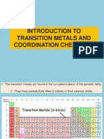 10 - Introduction To The Transition Metals and Coordination Chemistry