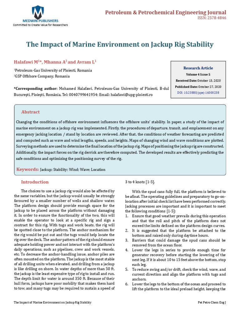 The Impact of Marine Environment On Jackup Rig Stability | PDF | Waves