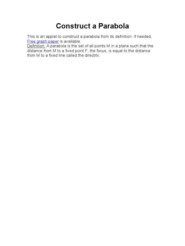 Constructing a Parabola Tutorial | PDF | Perpendicular | Geometric Shapes