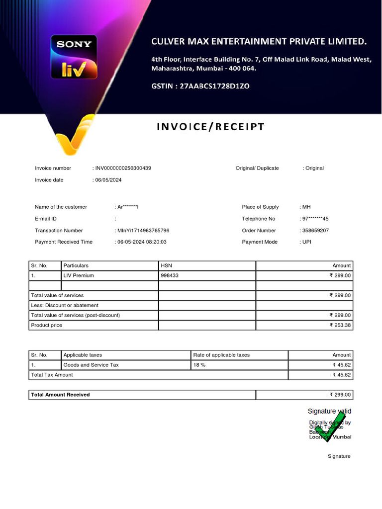 Total Amount Received | PDF | Payments | Taxes