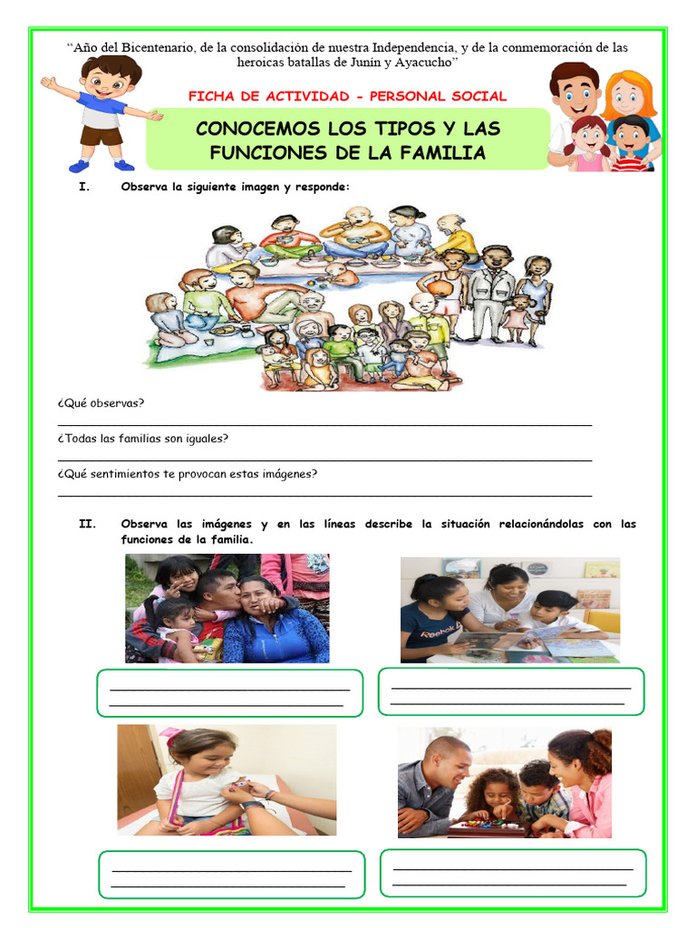 Ficha Conocemos Los Tipos y Las Funciones de La Familia | PDF