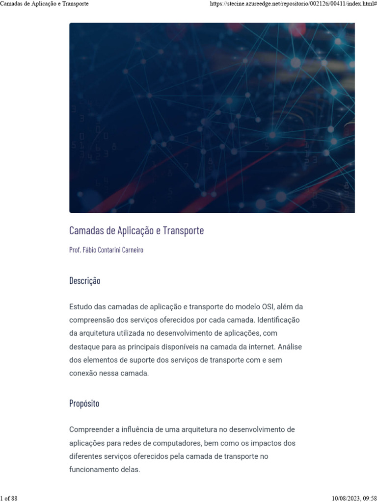 Camadas de Aplicação e Transporte OSI | PDF | Modelo cliente – Servidor ...