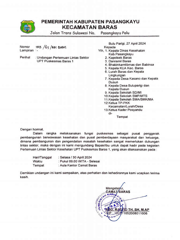 Contoh Undangan Lintas Sektor | PDF