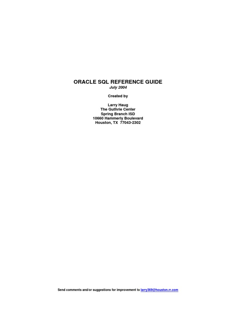 Oracle sql reference guide pdf