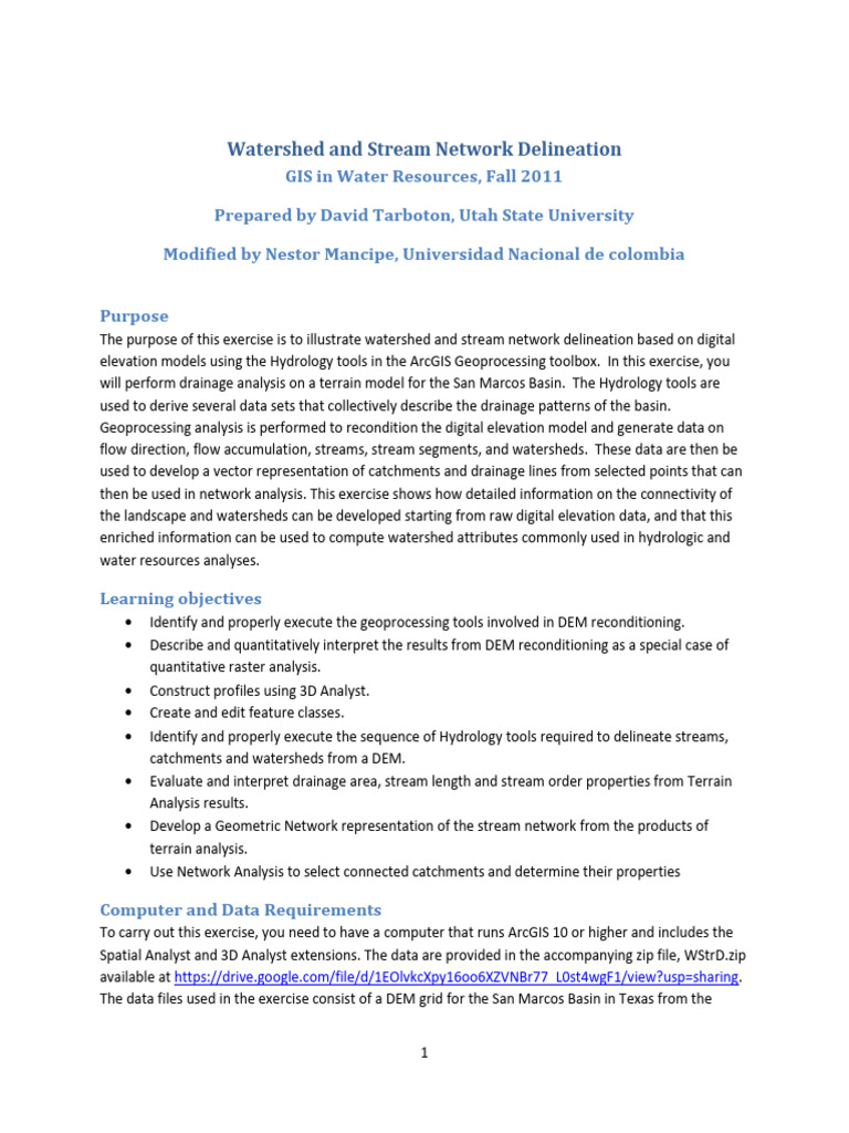 Stream Network Delineation Exercise | PDF | Geographic Information ...