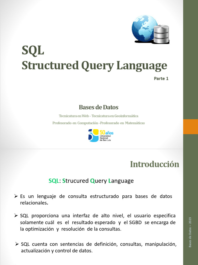 1 SQL Tec 2023 | PDF | SQL | Base de datos relacional