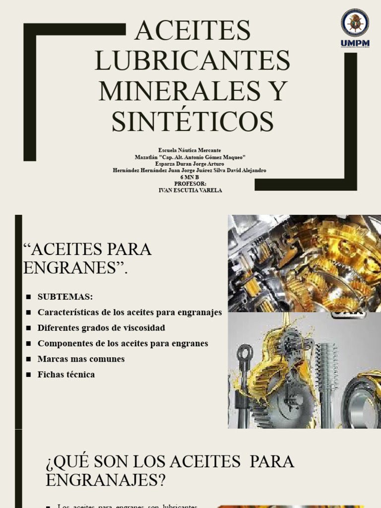 Aceites para Engranajes: Guía Breve | PDF | Lubricante | Engranaje