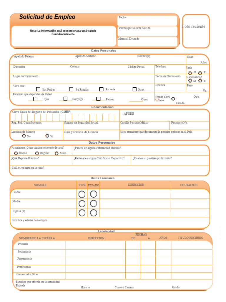 Instrucciones para Llenar Solicitud de Empleo | PDF