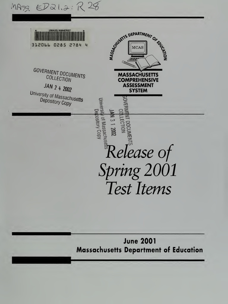 MCAS Spring 2001 Released Items | PDF | Multiple Choice