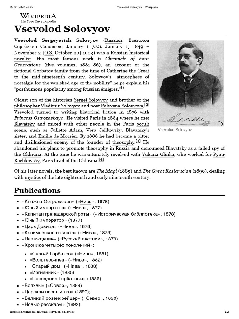 Vsevolod Solovyov: Historical Novelist | PDF