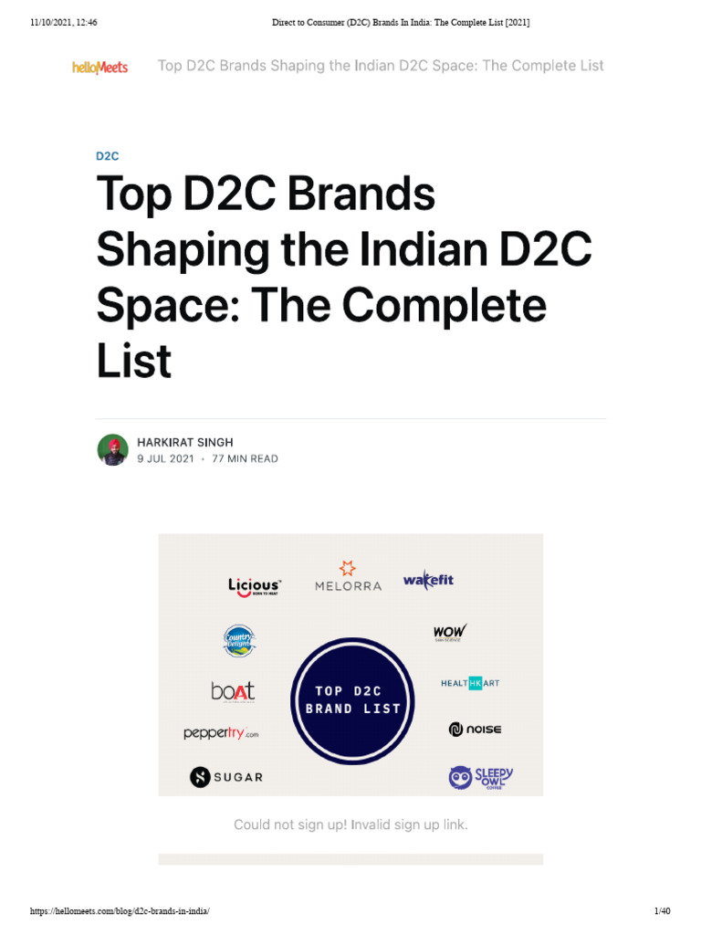 Top D2C Brands in India: 2021 List | PDF | Retail | Brand