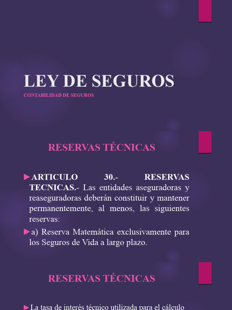 Ley de Seguros: Reservas y Solvencia | PDF | Seguro | Póliza de seguros