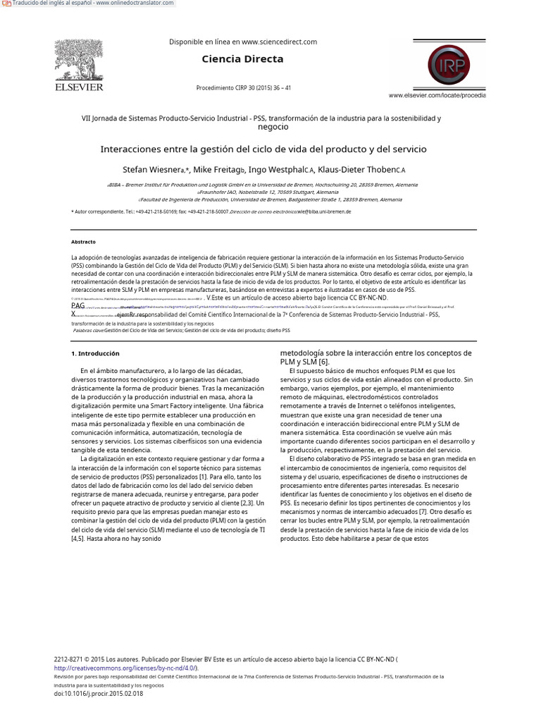 Wiesner Et Al 2015.en - Es | PDF | Evaluación del ciclo de vida | Diseño