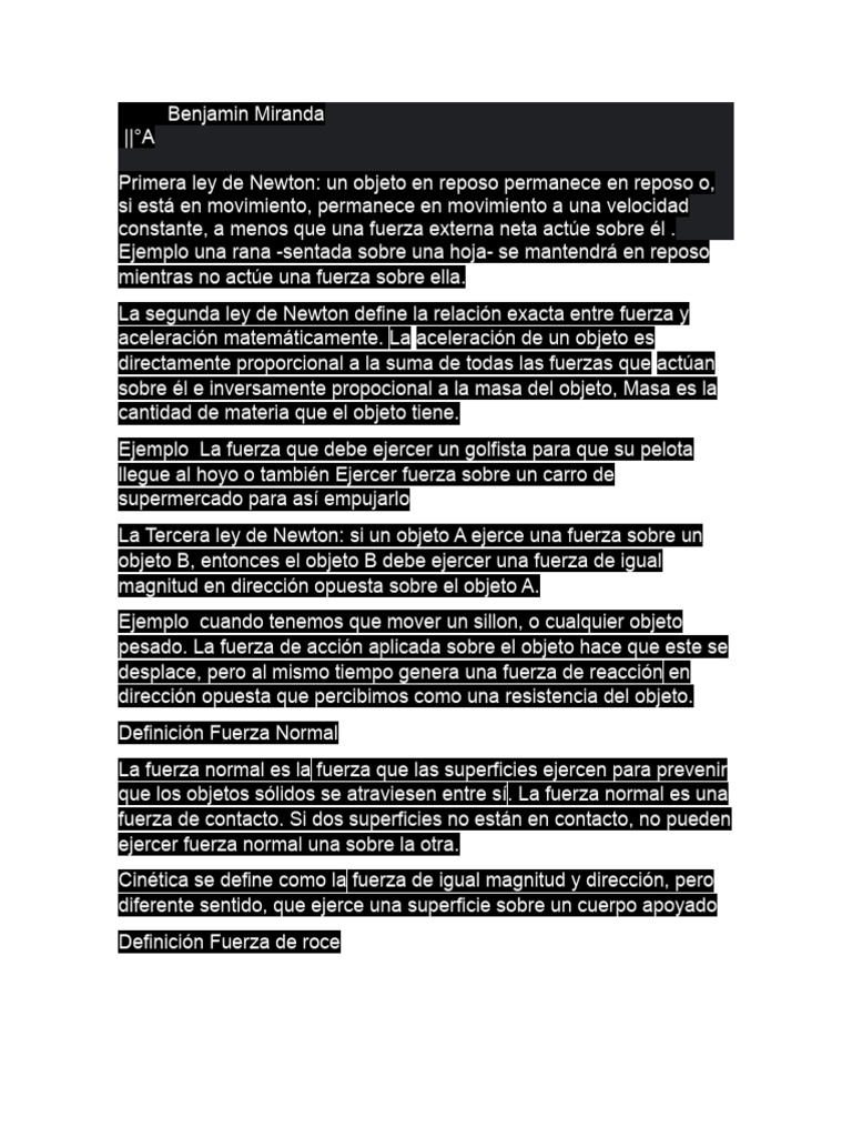 Leyes de Newton y Fuerzas Básicas | PDF | Fuerza | Las leyes del ...
