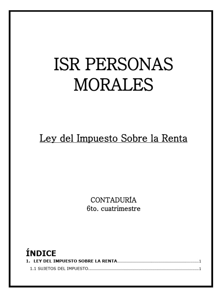 ISR para Personas Morales en México | PDF | Impuesto sobre la renta ...
