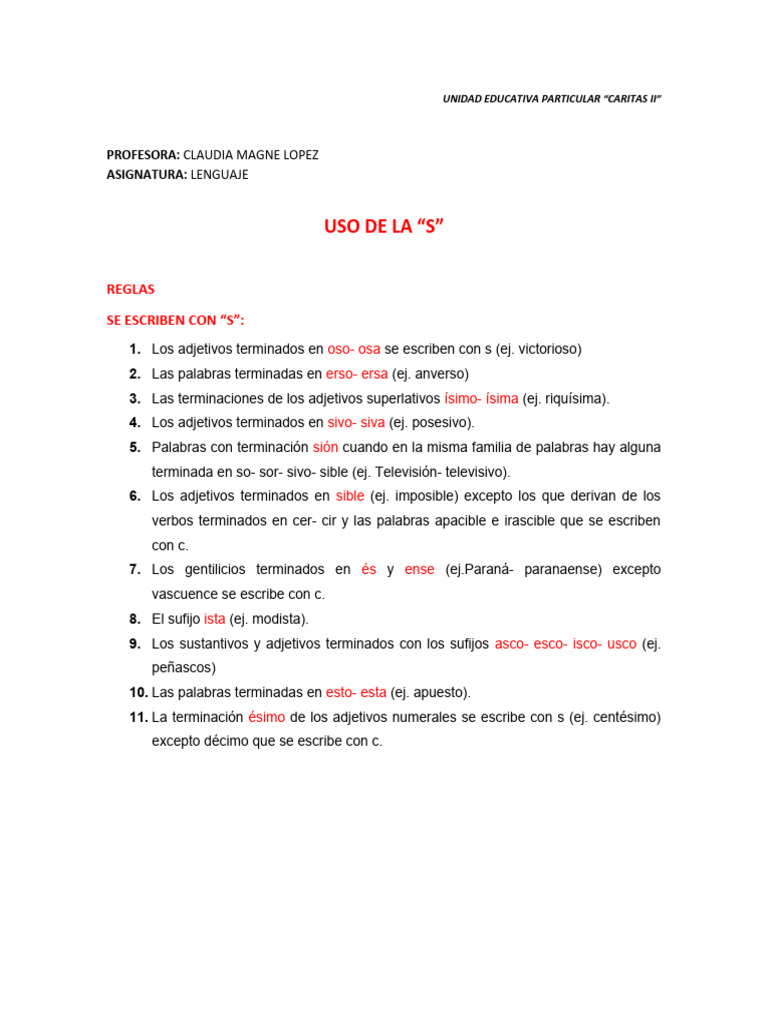 Uso de la 