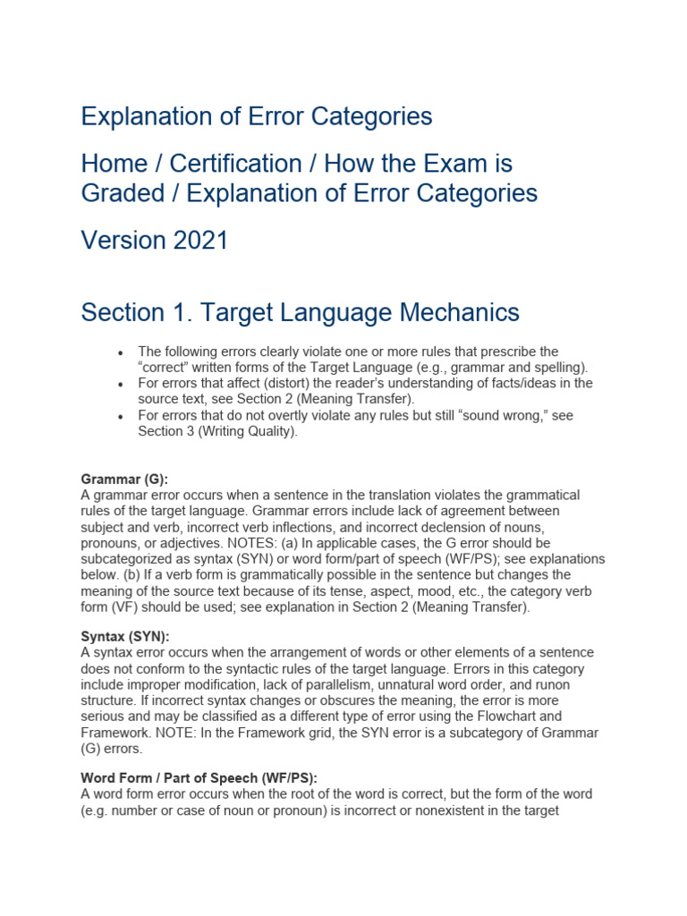 Translation Error Guide | PDF | Verb | Translations