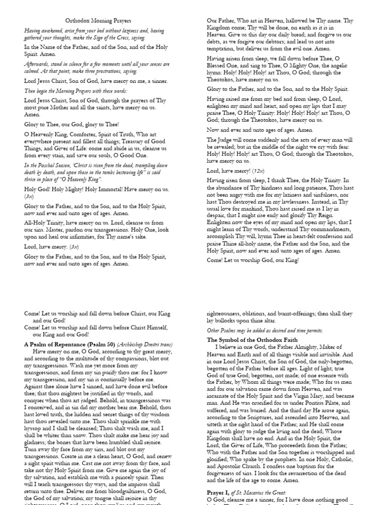 Morning Prayers Pdf God The Father Lord S Prayer