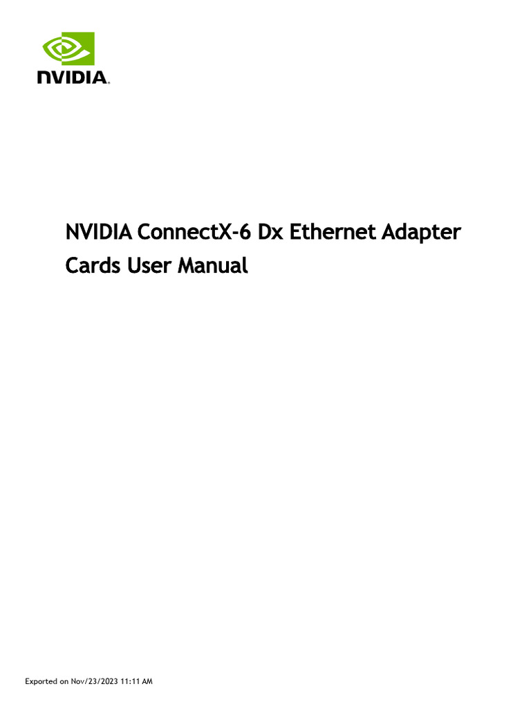 Nvidia Connectx 6 Dx Ethernet Adapter Cards User Manual Download Free